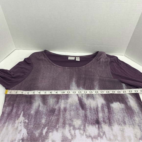 Chicos Zenergy Silky Purple White Abstract Print Size 3=Large 3/4Sleeve Pullover - Picture 6 of 9